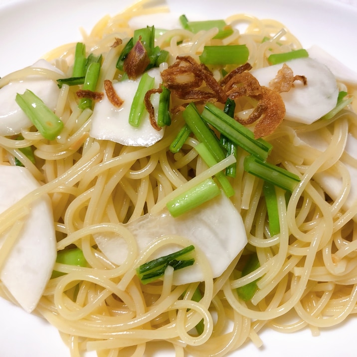 1人用はレンチンで♪すぐできる!カブの和風パスタ